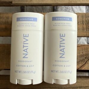 (2) Native Sensitive Cotton & Lily Deodorant - White (2.65 oz)